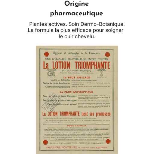 La Lotion Triomphante 1883.  Traiter · Apaiser · Densifier