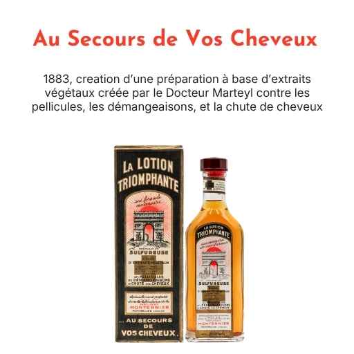 La Lotion Triomphante 1883.  Traiter · Apaiser · Densifier