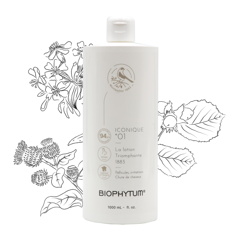La Lotion Triomphante 1883.  Traiter · Apaiser · Densifier